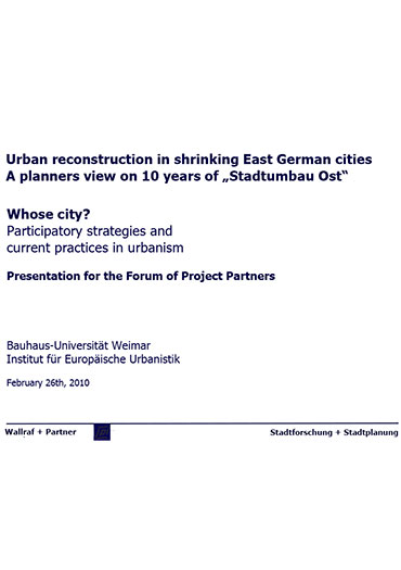 URBAN RECONSTRUCTION Bauhaus Universitaet Weimar